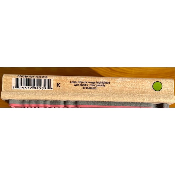 Mounted Red Rubber Stamp Wood Block “New York Diva” Hampton Art - Picture 4 of 7